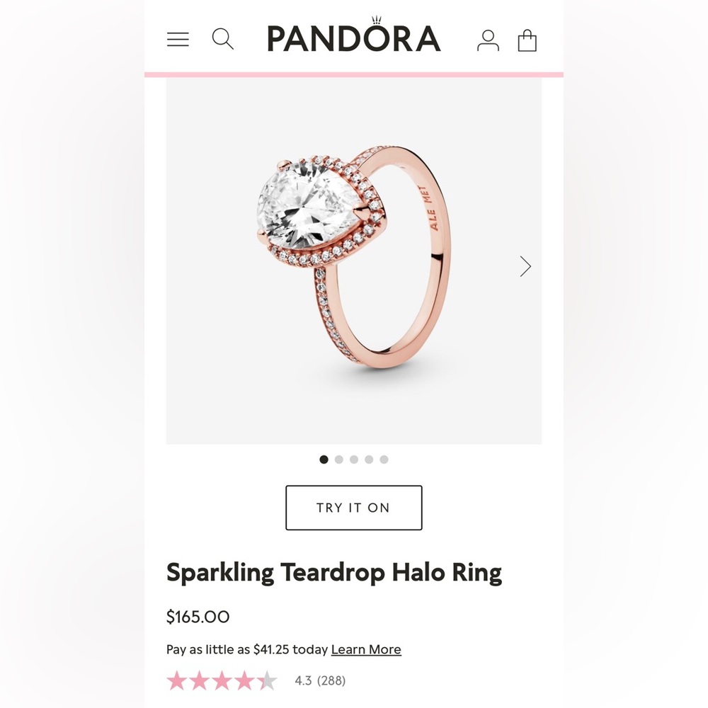 Pandora Halo Ring Size 54 EU / 7US preowned
